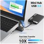 KiWiBiRD Hub USB Mini avec Multi Ports (1x USB 3.0, 2X USB 2.0), Adaptateur d'extension de répartiteur USB pour Ordinateur Porta
