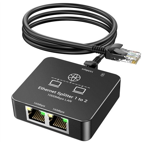 KiWiBiRD doubleur rj45 Switch ethernet 2 Port repartiteur Cable ethernet Double Sortie Splitter gigabit 1000Mbps pour câble Cat