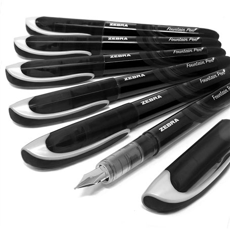 Zebra Fuente Lot de 6 stylos plume jetables Encre noire