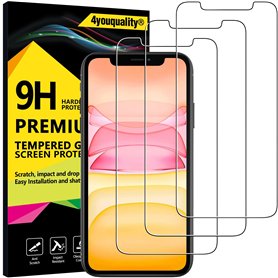 4youquality Lot de 2 films protecteurs d'écran en verre trempé pour iPhone 11 et iPhone XR - anti-rayures (6