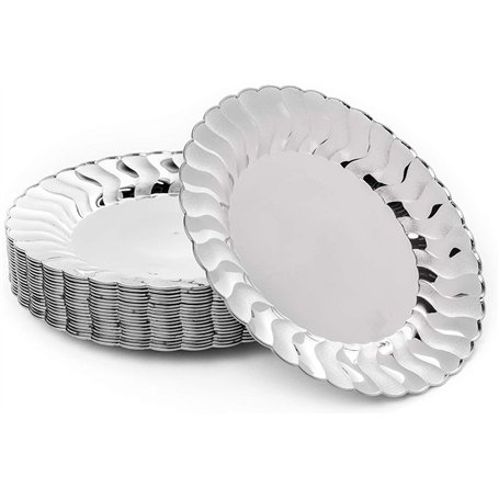 MATANA 20 Assiettes en Plastique Argentées