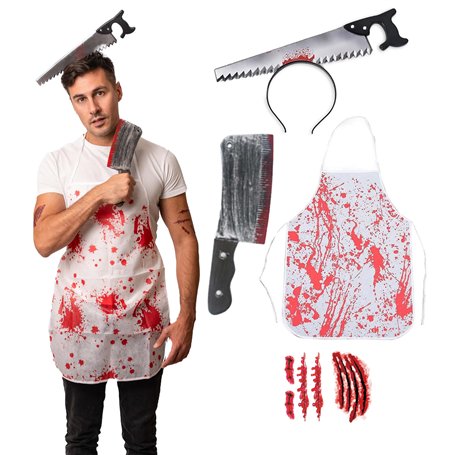 Boucher à la scie Deguisement - Deguisement Halloween Homme - Taille unique pour adultes et adolescents - Costume populaire 2023