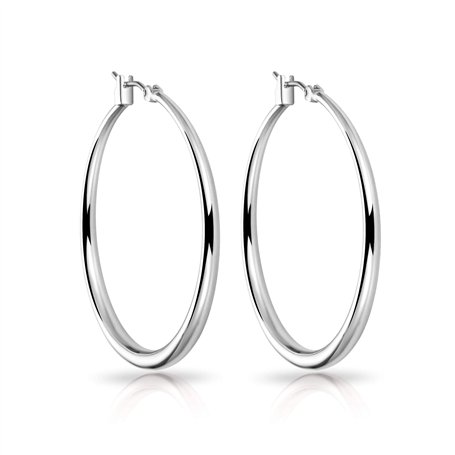 Boucles d'oreilles créoles plaquées argent 40 mm