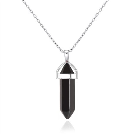 Philip Jones Collier de pierres précieuses véritables en onyx noir