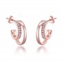 Boucles d'oreilles doubles créoles ouvertes plaquées or rose créées avec des cristaux Zircondia®