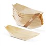 FOOGO Green 50Pcs Barques en Bois Bambou Jetables