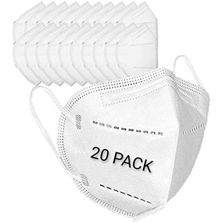 Lot de 20 masques respiratoires 5 couches FFP2 certifiés CE - Respirants et confortables - Pliables