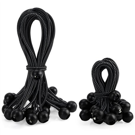 Belle Vous (Lot de 50) Tendeur Elastique Boule Noir Très Résistant - 2 Tailles - Attaches Boule Elastique - Tendeur Bache
