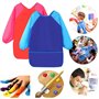 Jinlaili 2PCS Tablier de Peinture pour Enfant 3-8 ans Garçons Filles, Imperméable Blouse Peinture Enfant, Tablier Peinture avec 