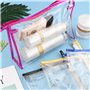 Anseom 5 PCS Sacs de Maquillage en PVC, 24 x 15.5 x 6 cm Sac Cosmétiques en PVC Trousse de Toilette Transparente Trousse Avion e