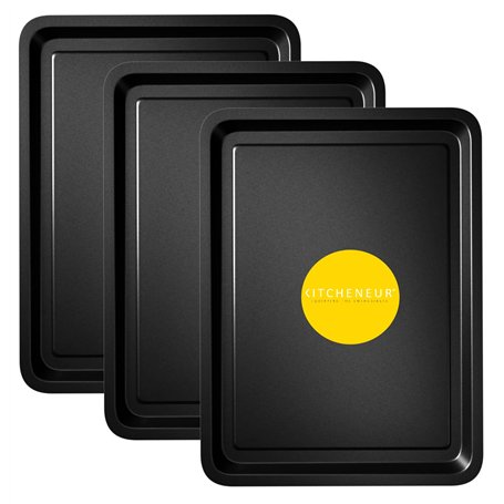 Essentials Lot de 3 plaques de cuisson 32 cm – Moule anti-adhésif – Passe au lave-vaisselle et facile à nettoyer KITCHENEUR®