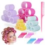 Westalio Lot de 41 bigoudis avec clips - 4 tailles - 24 rouleaux Velcro pour volume de cheveux - 16 pinces et peigne - 64 mm
