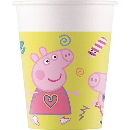 Procos FSC® Mix 93471 Lot de 8 gobelets jetables en papier pour fête d'anniversaire d'enfant Motif Peppa Pig Capacité max. 200 m