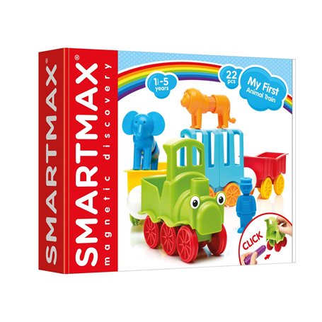 SmartMax - Le Train du Cirque - My First animal Train - Jouet de Construction Magnétique - 22 Pièces à Assembler - Pour Enfants