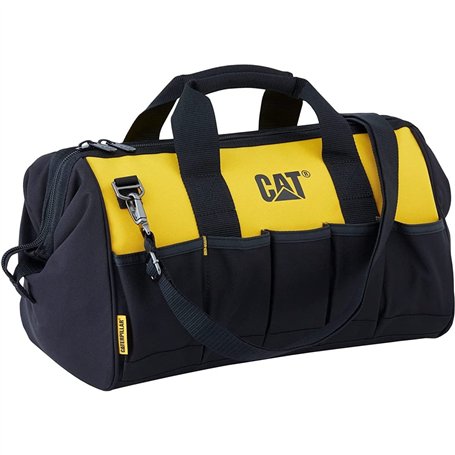 CATERPILLAR - Sac a outils 28L Base PVC Tissu Polyester 600D 10 poches extérieures 10 poches intérieures Léger