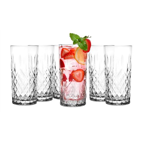 Glasmark Krosno Lot De 6 Verres à Eau Boire En Verre Highball Verres à Cocktail De Forme Classique Résistants Au Lave-Vaisselle