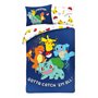 Parure de lit réversible pour enfant - Housse de couette 140 x 200 cm et taie d'oreiller 70 x 90 cm - Pokémon avec Pikachu