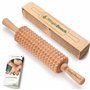 MagicBeech Rouleau de massage en 100% bois de hêtre - rouleau de massage en bois avec poignée appareil de massage contre la cell