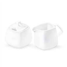 Wilmax - Pot à lait et sucrier OLIVIA - Intemporel - Élégant - Couleur universelle - Résistant aux rayures - Porcelaine - Ergono
