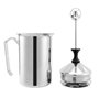 Lychee Mousseur à Lait Manuel,800ml en Acier Inoxydable Lait Frother avec Passoire Double pour Cappuccino et Café Latte