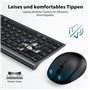 iClever Ensemble clavier souris sans fil Bluetooth avec souris, double mode rechargeable (Bluetooth 5.0 + 2.4 G), clavier sans f