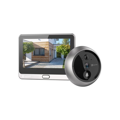 Sonnette avec Judas sans Fil EZVIZ DP2 - Video 1080P - Vision Nocturne 5 m - Vue Ultra Grand Angle 166° - Système Audio bidirect