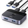 UGREEN Switch USB 3.0 5Gbps Commutateur KVM Ports pour 2 PC Entrées 2 Sorties Aluminium pour Clavier Souris Disque Dur Externe I