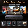 UGREEN Switch HDMI 8K 60Hz 5 Entrées 1 Sortie Commutateur HDMI 3D HDR10 VRR avec Télécommande Compatible avec PS5 PS4 Xbox One 3