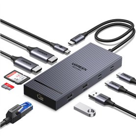UGREEN Revodok Pro 2102 10Gbps Hub USB C Double HDMI 4K 60Hz Extension 2 Écrans 10 en 1 Docking Station Accueil Adaptateur RJ45