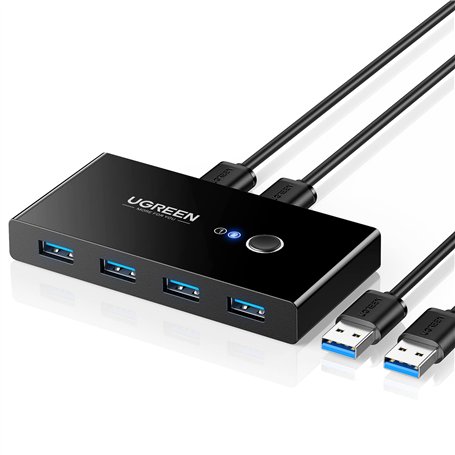UGREEN Switch USB 3.0 Commutateur KVM Ports pour 2 PC Entrées 4 Sorties pour Clavier Souris Disque Dur Externe Imprimante Scanne