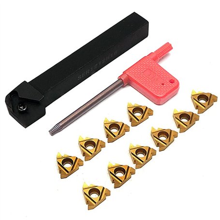 Maizoon Ensemble D'outils de Tournage de Tour CNC SER1212H16 Avec Support D'insertion + 10 Inserts en Carbure AG60 16ER + Clé T1