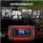 Chargeur de Batterie Voiture 12V6A, Husgw Chargeur Batterie Moto avec Réparation Intelligent, Mainteneur de Batterie avec Écran 
