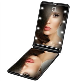 Enkifun Miroir de Poche 8 LED Miroir Illuminé Maquillage Miroir Portable Maquillage 1X & 2X Grossissant Double Face Ajustable Lu