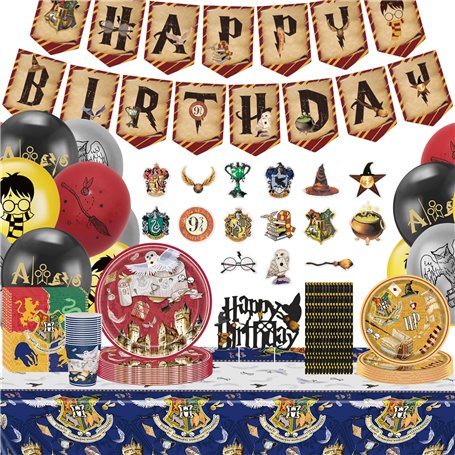 Party Kit de fête d'anniversaire Harry Potter: Harry Vaisselle fête Anniversaire - Wizard Party Tableware Set - 16 Invités Magic