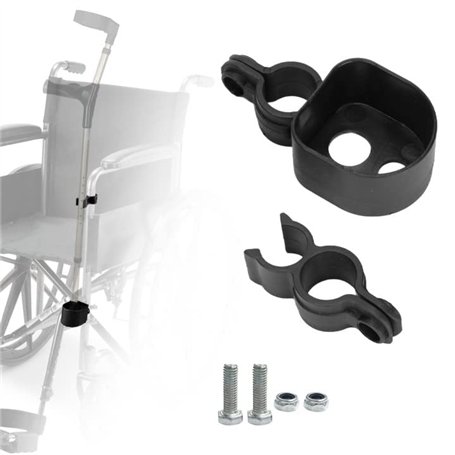 Supports de canne pour fauteuil roulant