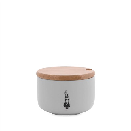 Bialetti Y0TZ102 Sucrier avec Couvercle Bamboo Porcelaine
