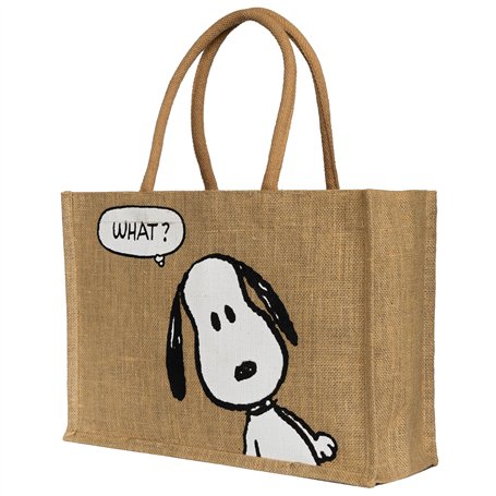 Kanguru Sac Cabas Femme What Snoopy – Sac Shopping en Toile de Jute avec Poche Intérieure et Poignées