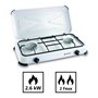 Réchaud gaz portable 2 feux 2600W Blanc laqué Couvercle Plaque de cuisson KEMPER