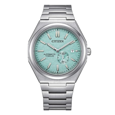 Citizen automatic Super Titanium men's watch with turquoise background NJ0180-80M