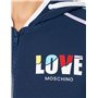Love Moschino Veste à Capuche zippée, Bleu, 40 Femme