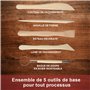 Longivia® 5 Outils de Modelage en Bois de Hêtre Naturel - Outils Sculpture Argile – Kie de Outils Poterie Enfant et Adult – pour