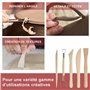 Longivia® 5 Outils de Modelage en Bois de Hêtre Naturel - Outils Sculpture Argile – Kie de Outils Poterie Enfant et Adult – pour