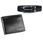 Pierre Cardin Coffret cadeau ensemble de ceinture et portefeuille en cuir véritable (NOIR 8808