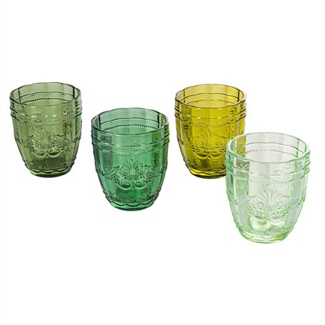 Villa d’Este Home Tivoli 5911614 Lot de 4 verres à eau 265 ml en verre transparent Motif guilloché
