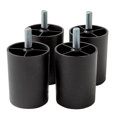 IPEA Lot de 4 Pieds en Plastique pour canapés et Meubles - Hauteur 80 mm - Lot de 4 Pieds avec vis pour fauteuils et armoires -