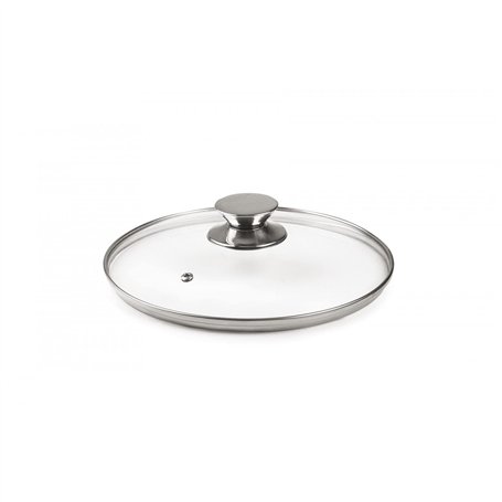 Ibili - 971618 - Couvercle en Verre Poignée en Acier Inoxydable 18 cm