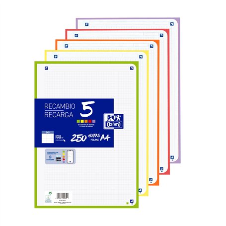 Oxford Lot de 250 feuilles quadrillées perforées A4