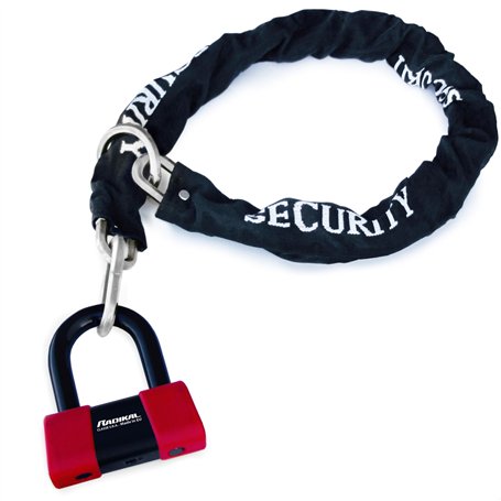 RADIKAL RK75+10.120L Chaine Système Boucle ø10 + Antivol Moto Disque Mini U Haute Sécurité Homologué Classe SRA