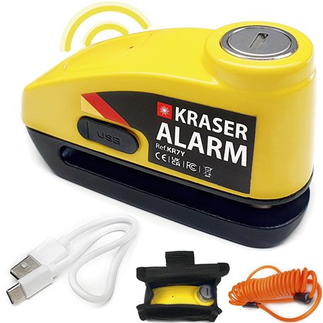 KRASER KR7Y Antivol Moto Bloque Disque Alarme USB Rechargeable