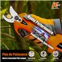Kebtek Sécateur électrique Sans Fil Léger avec 2 Batteries- Diamètre de Coupe de 25 mm - Moteur Brushless 16.8V - Sécateur à b
